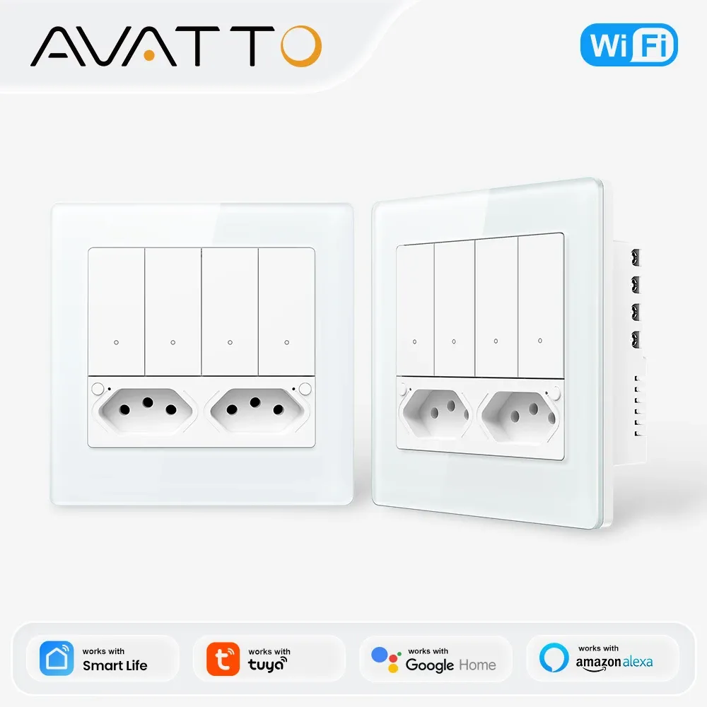 AVATTO 4x4 브라질형 Wi‑Fi 조명 스위치·소켓 일체형